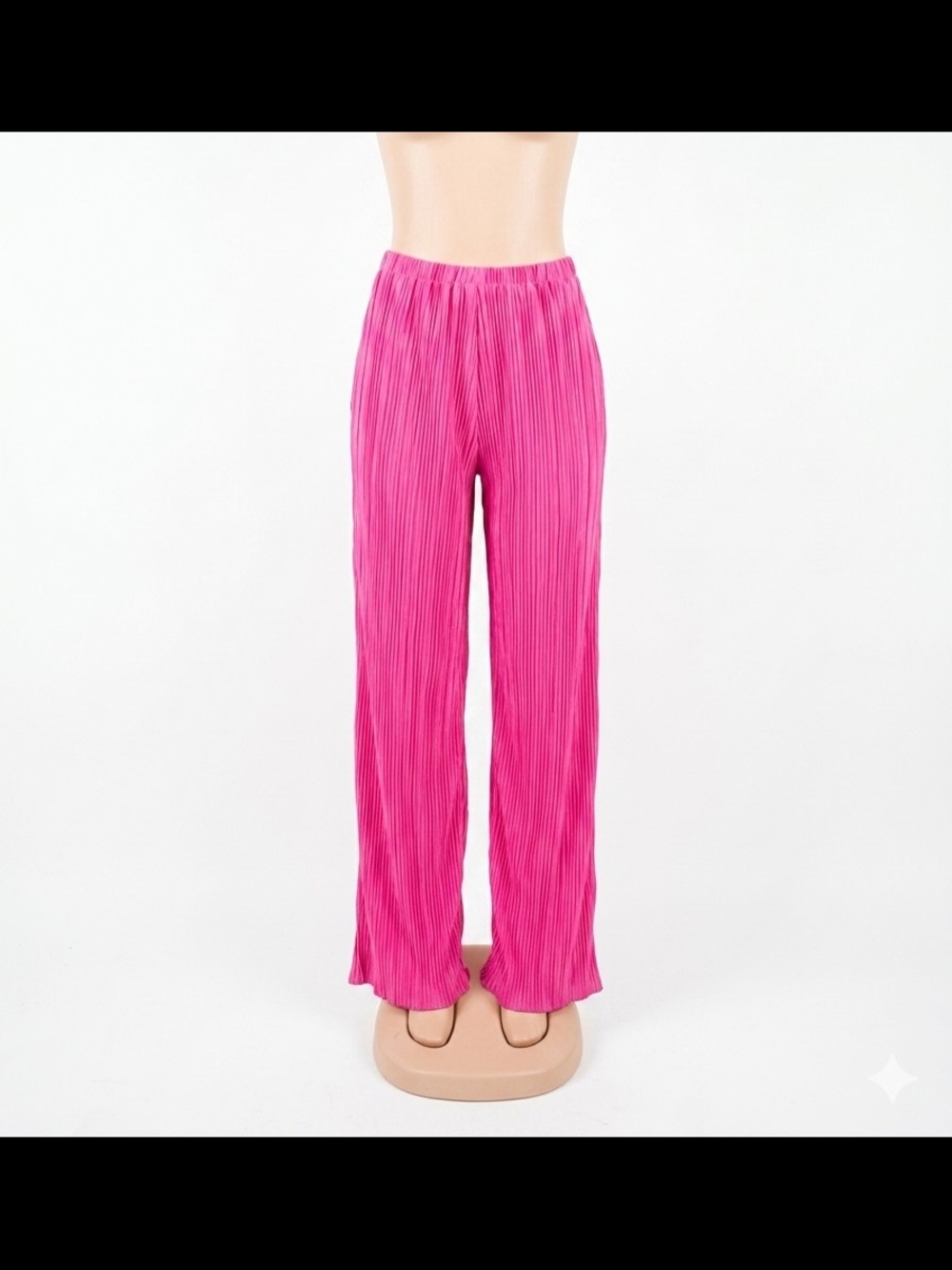 Women's Pleated Wide-Leg Pants - Hot Pink